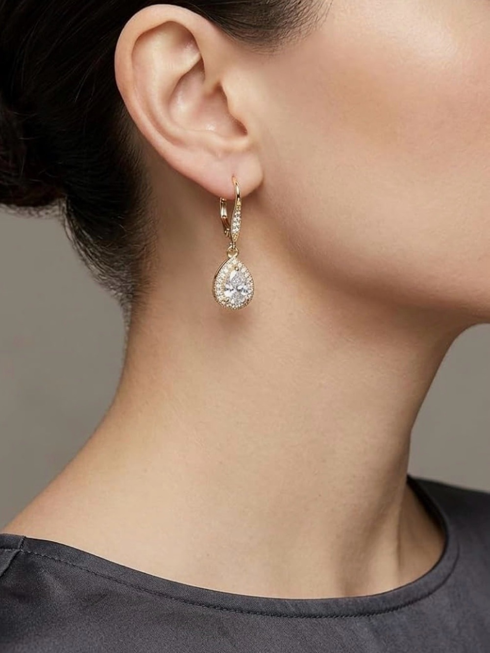 ✨Anne Klein Sparkling Pavé Halo Cubic Zirconia Pieced Earrings✨
